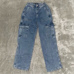 Simply Society Blue Relaxed Fit Cargo Jeans Size 1 25 Baggy Y2K Streetwear